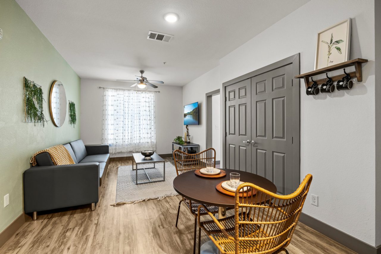 holleman crossing apartments near texas am furnished living room dining space