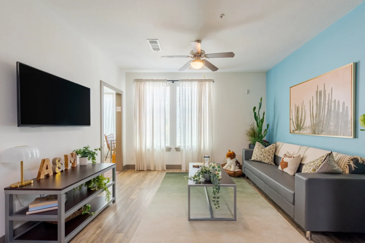 fully furnished living room holleman crossing apartments near texas am
