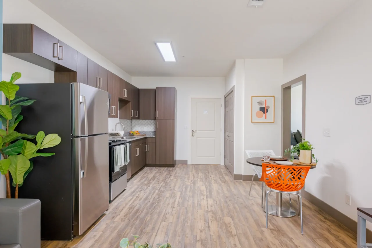 kitchen and dining area holleman crossing apartments near texas am